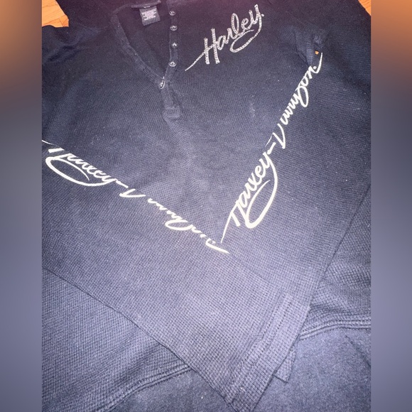 Harley Davidson Hooded Long Sleeve Buttoned V-Neck - Picture 8 of 10